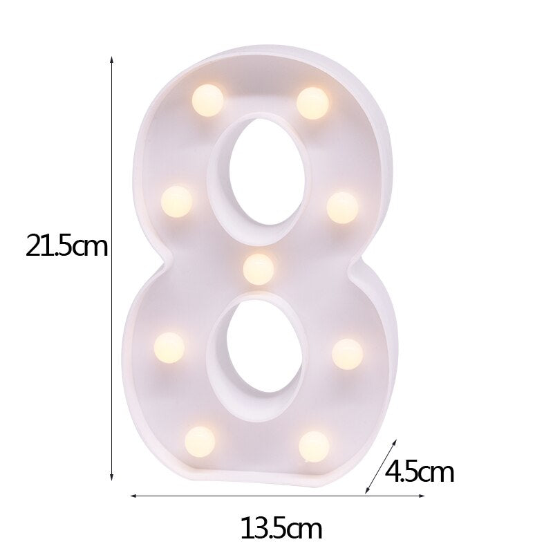 DIY LED Letter Numbers Night Light Wall Hanging Decoration Wedding Birthday Party Alphabet Digit Symbol Sign without Battery 