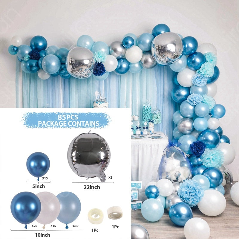 Blue Birthday Balloon Garland Baby Shower Globos Party Decor Kids Foil Balloons Balon st One Year 