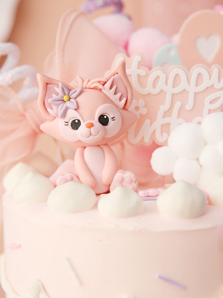 Pink Fox Animal Cake Topper Jungle Wild Forest Animals Figures Woodland Cupcake Topper Cake Decoration Birthday Party Favors Fox PartyDecorHQ