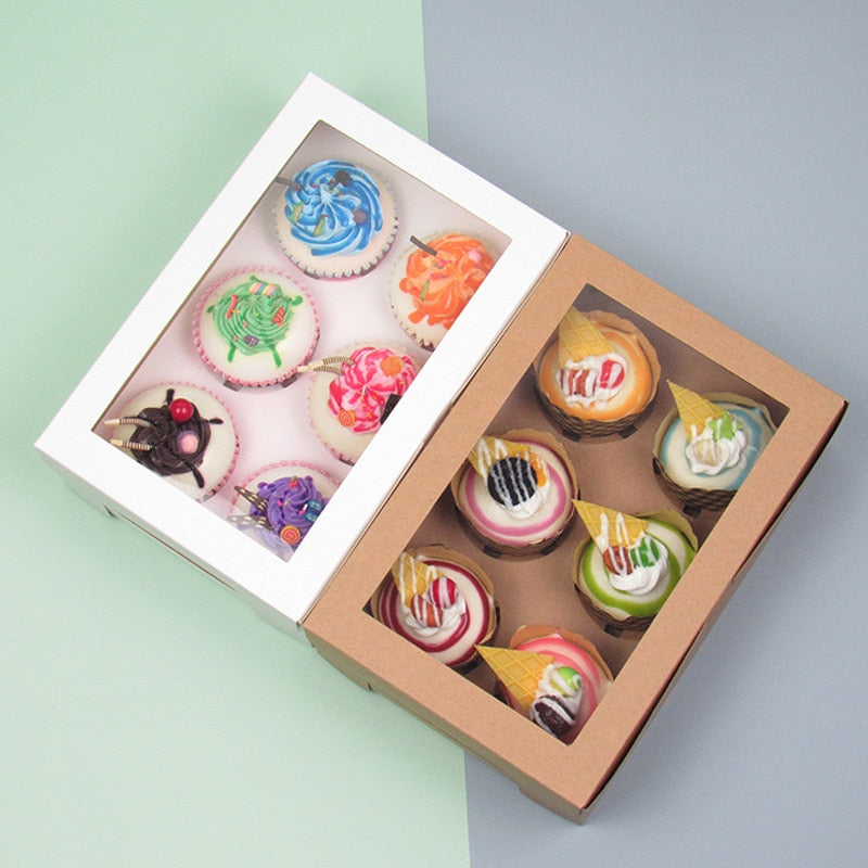 pcs Mini Cake Gift Boxes Kraft Paper Cupcake Egg Tart Packaging Box Wedding Birthday Christmas Dessert Package w/ Window 