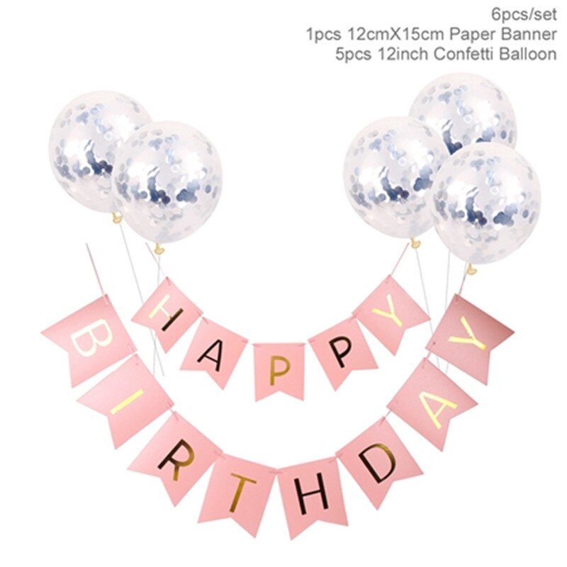 set inch Rose Gold Confetti Balloons Baby Shower Pink Blue Black Happy Birthday Banner Party Decoration kids Balls 