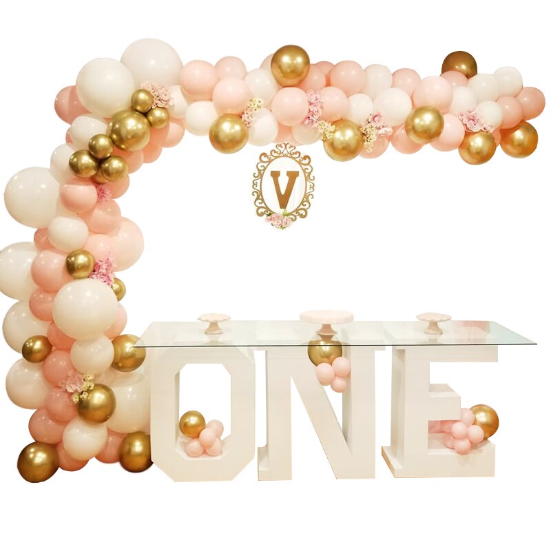 Balloons Arch Kit Pink White And Metal Balloon Garland Wedding Birthday Party Baby Baptism Shower Valentine's Day Decoration PartyDecorHQ