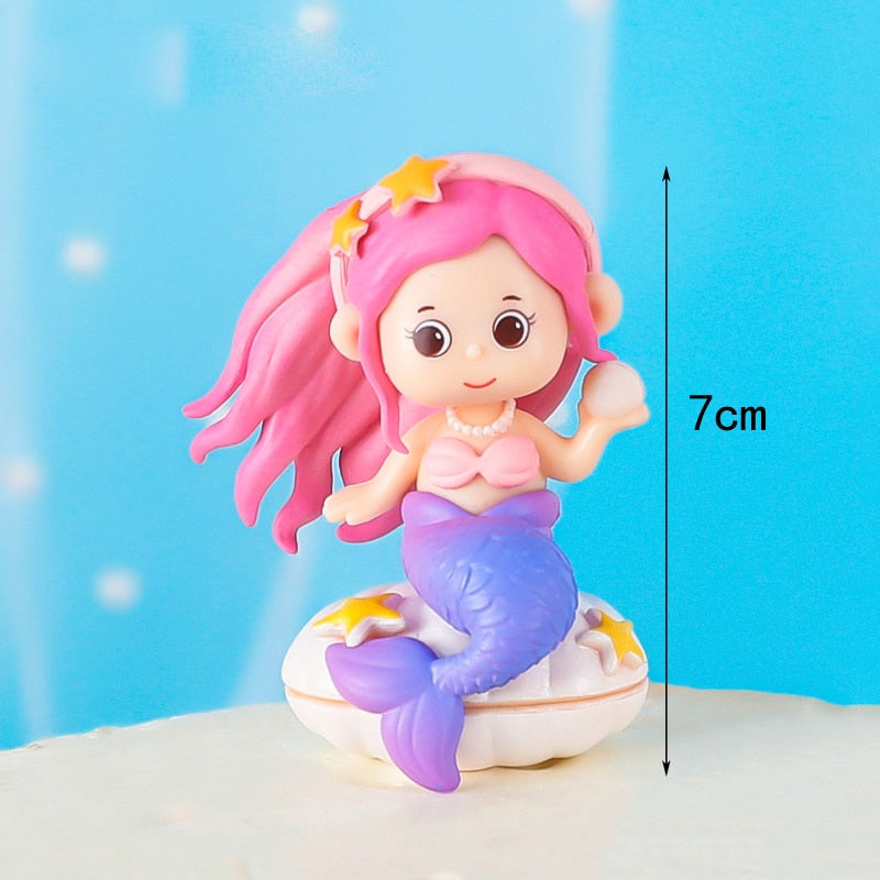 Baking Cake Decoration Luya Mermaid Princess Mermai Doll Decora Coral Seaweed Shell Ocean Theme Birthday Party Plugin 