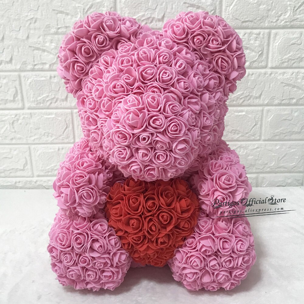 25/40Cm Rose Bear Birthday Valentine's Day Gift Decorations wedding Gifts girls Foam Eternal Flower Rose Teddy Bear Hug Heart PartyDecorHQ