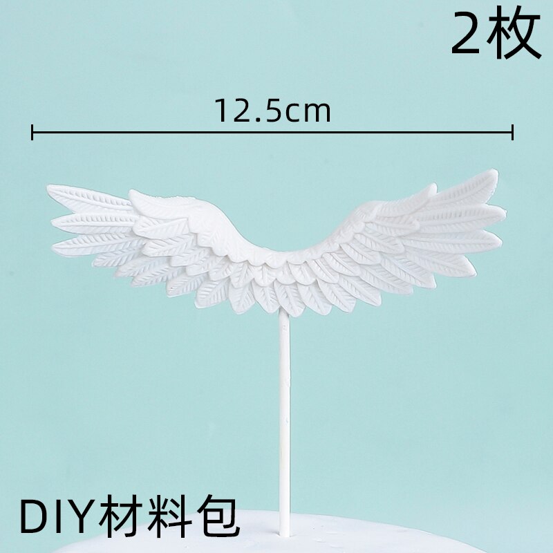 Cute Angel Wing Feather Cake Topper Baby Shower Kids Birthday Party Decor Supplies Wedding Dessert Decoration Tools 