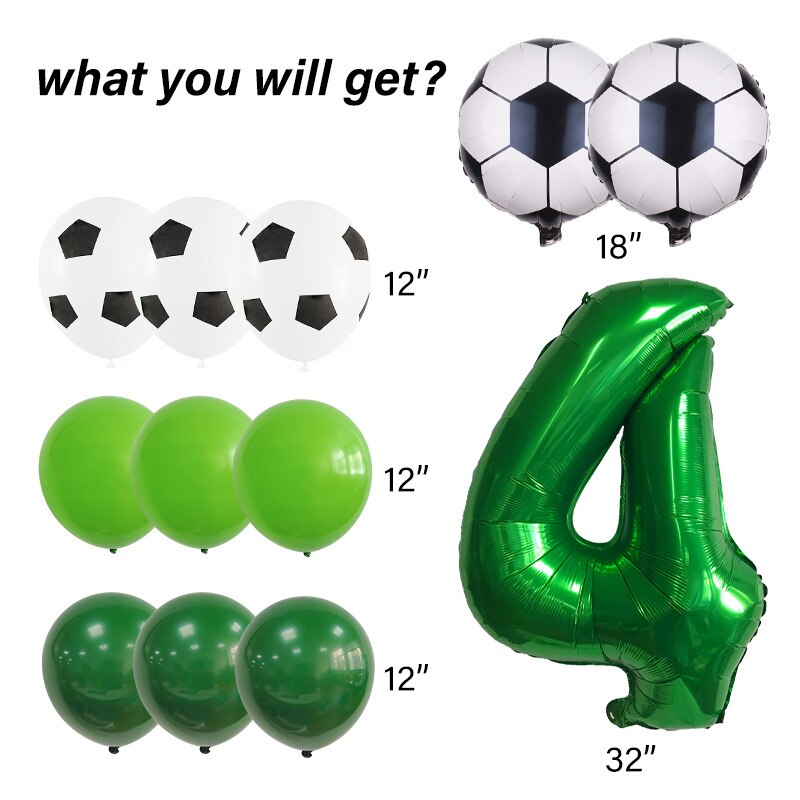 Lvyin Football Series Latex Balloon Set Number Foil Boy st nd rd Birthday Party Decoration 