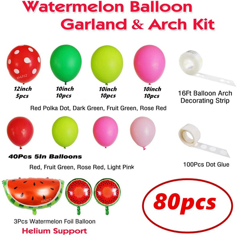 pcs Red Polka Dot Balloon Watermelon Foil Balloons Garland Arch Kit Hawaii Summer Fruit Party Adult Kids Birthday Decor Balon Inflatable Decorations