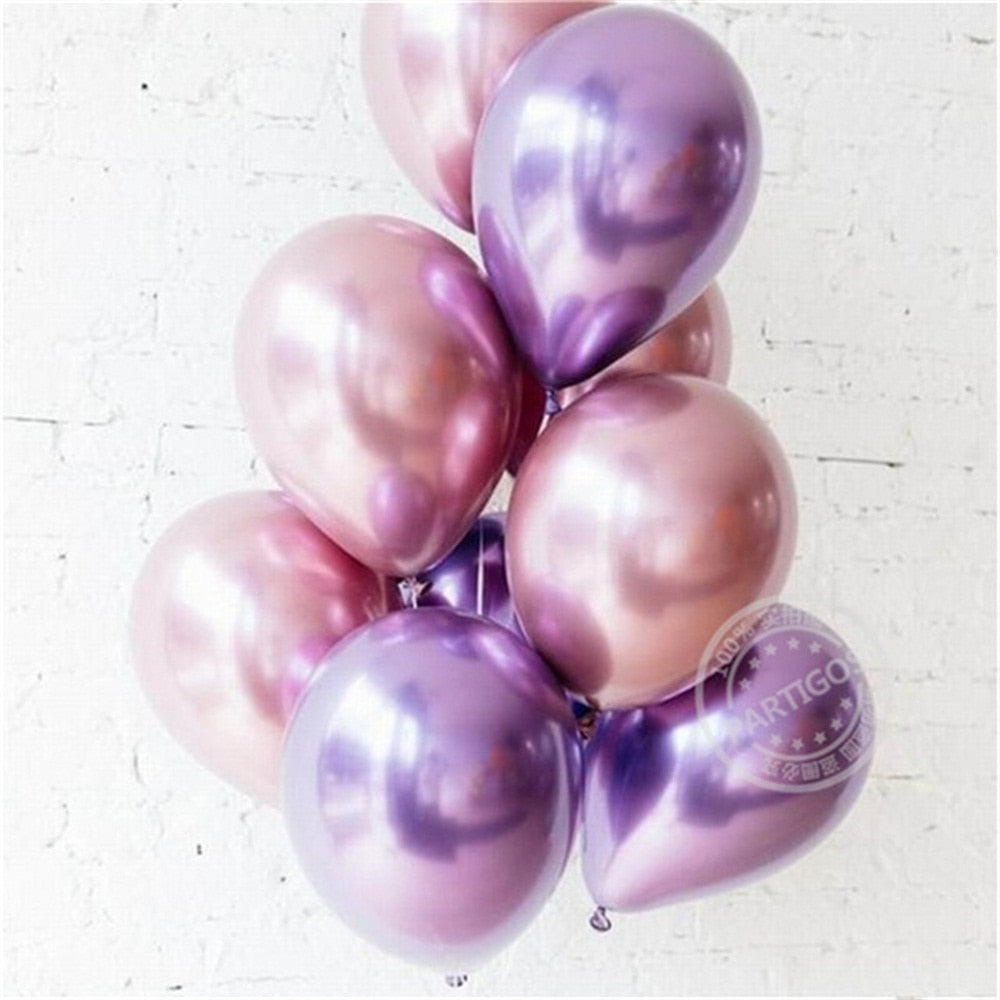 pcs inch mixed Chrome metallic shiny Latex Balloons Wedding birthday Party Decors supplies helium globos bulk sell 