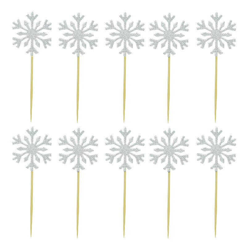 pcs Snowflake Cake Topper Gold Silver Cupcake Toppers Wedding Birthday Party Christmas Dessert Flags Decoration Baby Shower 