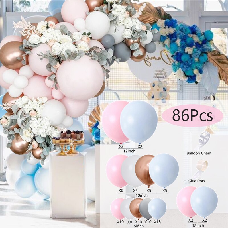 Balloons Arch Set Pink White Gold Balloon Garland Birthday Party Kit Baby Baptism Shower Wedding Decoration Inflatable Decorations