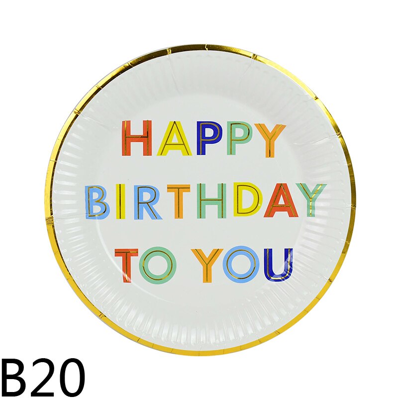 pcs/lot inch Disposable Plates Party Paper Happy Birthday Baby Shower Wedding Tableware Banquet Decor Supplies 