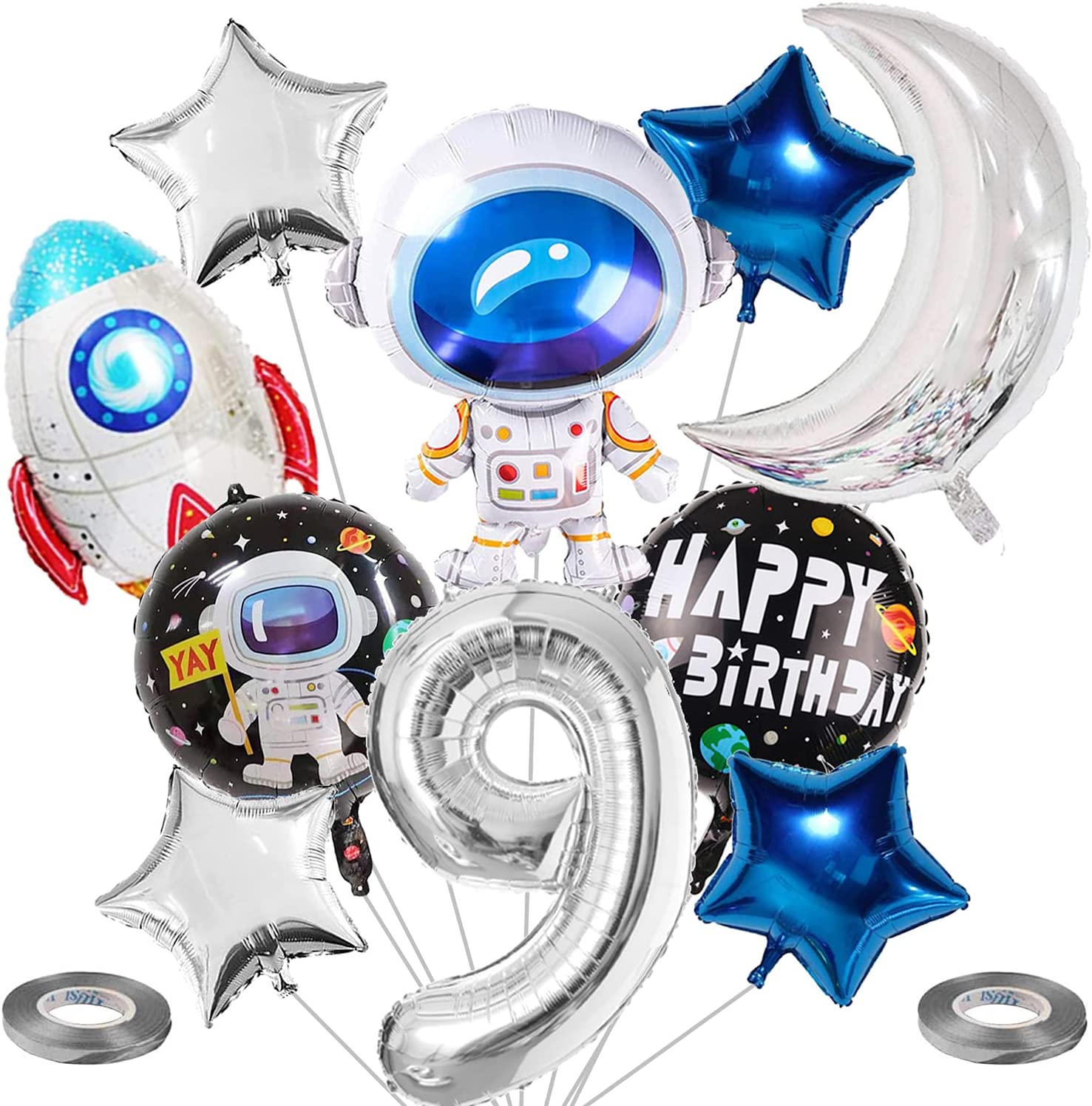 Outer Space Balloon Garland Kit Party Decorations Rocket Balloons Star Number Themed Birthday Supplies Inflatable