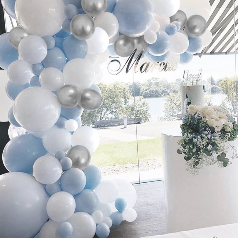 Pcs Blue Balloon Garland Arch Kit Birthday Party Decorations Wedding Anniversary Baby Shower White Balloons Supplies Inflatable