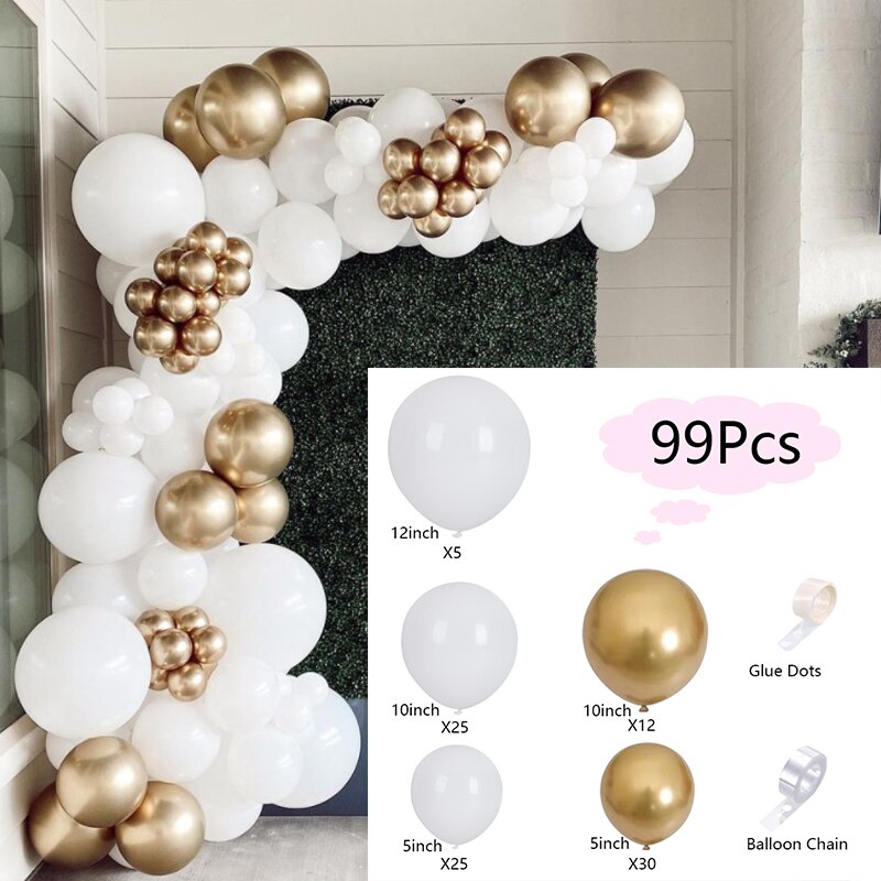 Balloons Arch Set White Gold Balloon Garland Adult Children Birthday Party Baby Baptism Shower Wedding Decoration Inflatable Decorations