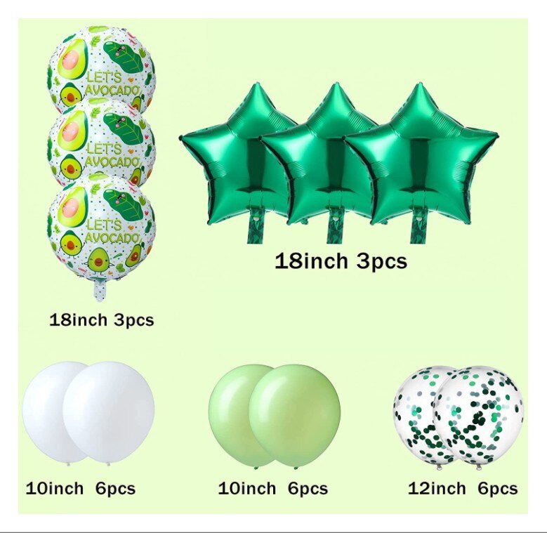 Fruit Themed Birthday Party Decoration Balloon Arch Kit Green Avocado Star Foil Kids Baby Shower Supplies 