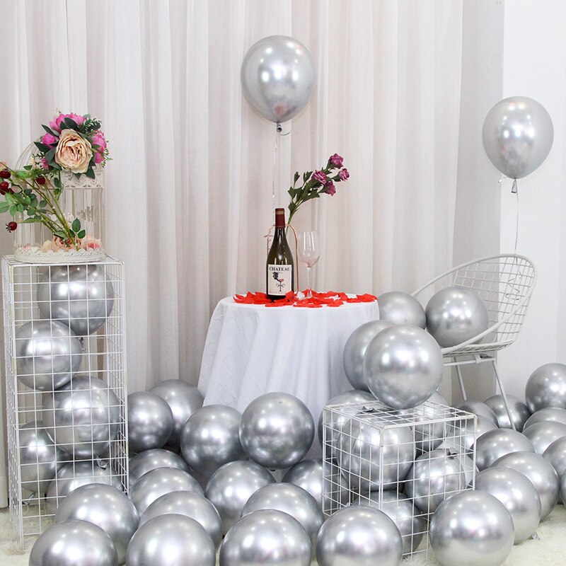 pcs White Silver Metallic Balloons Garland Arch Kit Ball Baby Shower Wedding Decoration Background Wall Party Supplies Inflatable Decorations