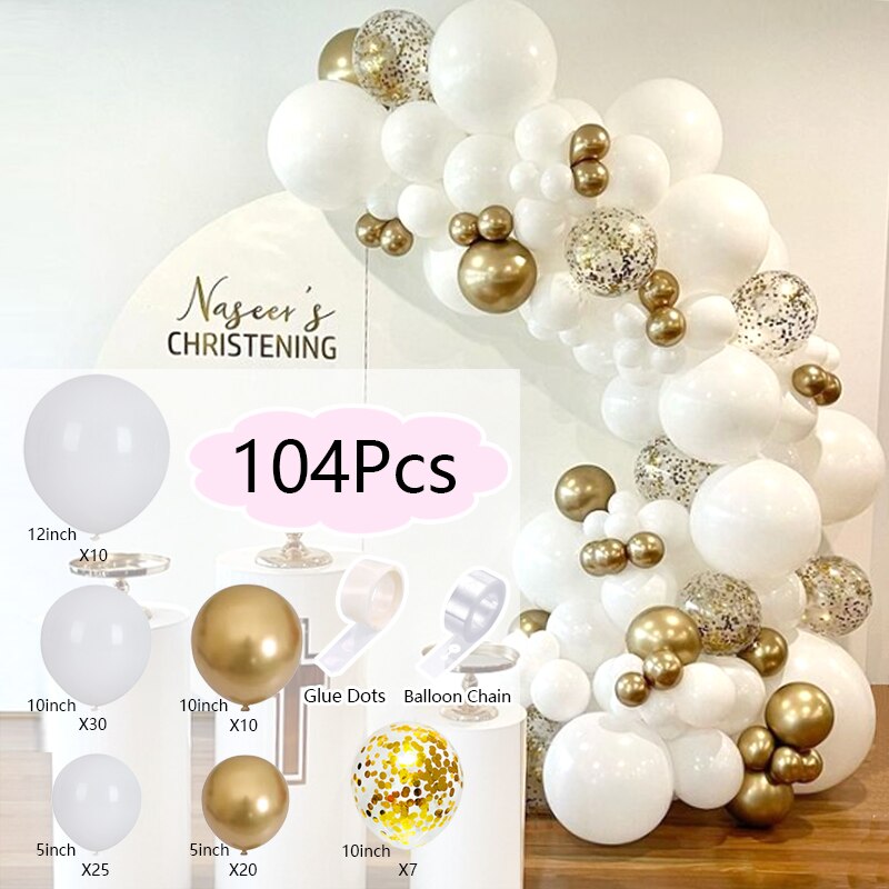 Balloons Arch Set White Gold Balloon Garland Birthday Kit Baby Baptism Shower Wedding Party Decoration Inflatable Decorations