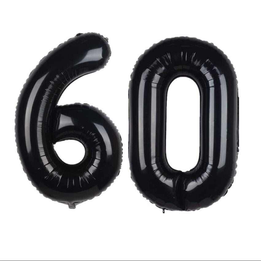 pcs inch Black Number Balloons Digit Foil Balloon Kids Adult Birthday Party Decorations Globos Anniversary Balaos 