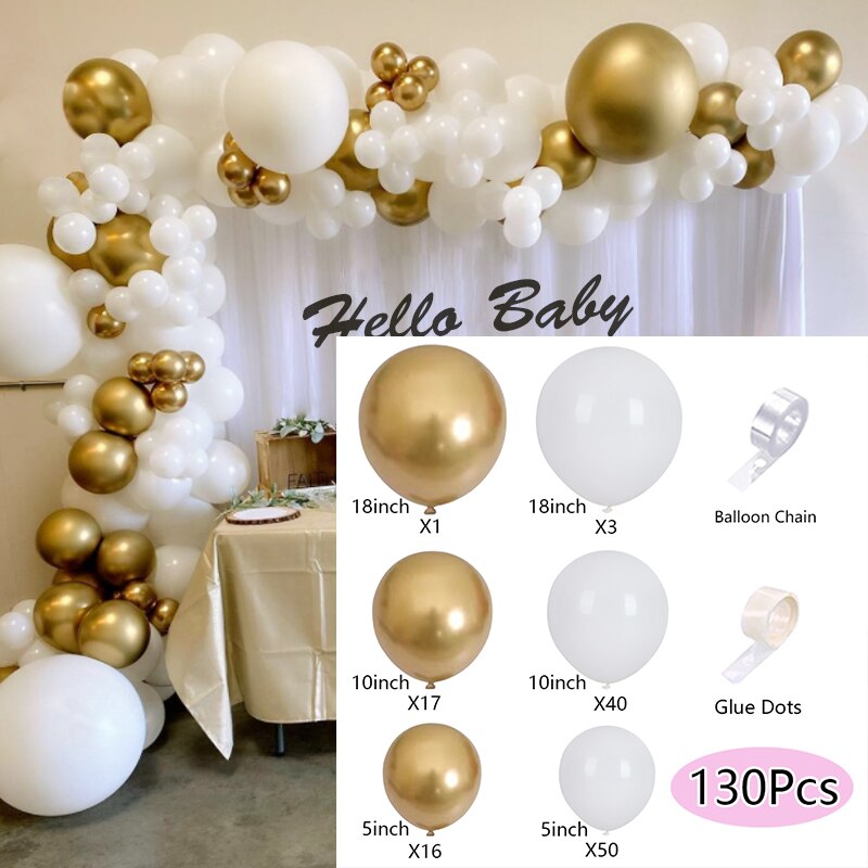 Balloons Arch Set White Gold Balloon Garland Birthday Party Wedding Kit Baby Baptism Shower Decoration Inflatable Decorations