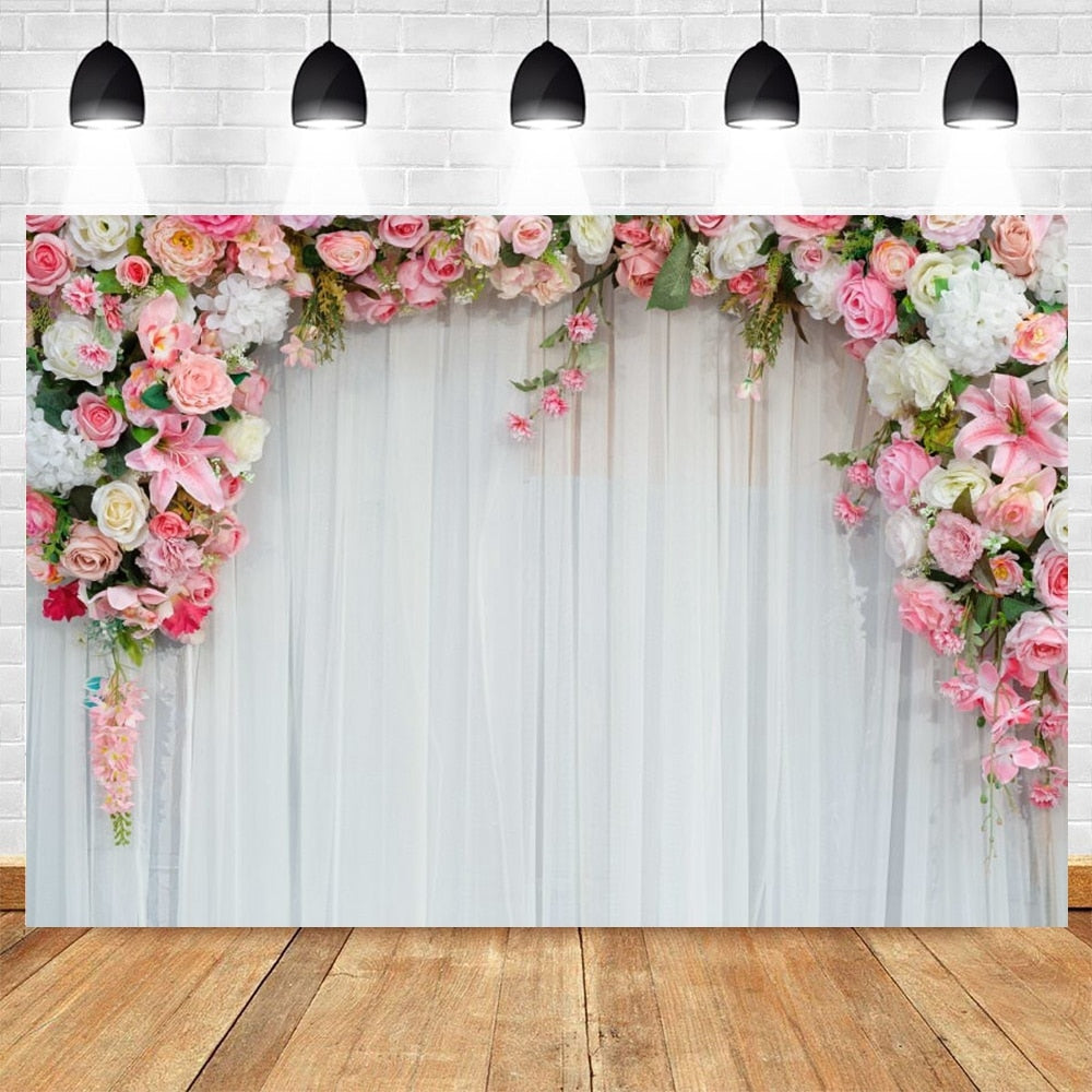 Wedding Scenes Floral Photography Backdrop Baby Birthday Bridal Shower Ceremony Decor Background Photo Shoot Banner Props 