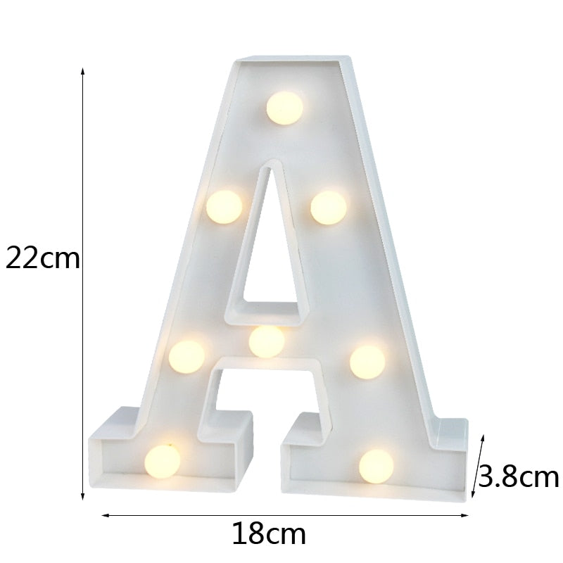 DIY LED Letter Numbers Night Light Wall Hanging Decoration Wedding Birthday Party Alphabet Digit Symbol Sign without Battery 