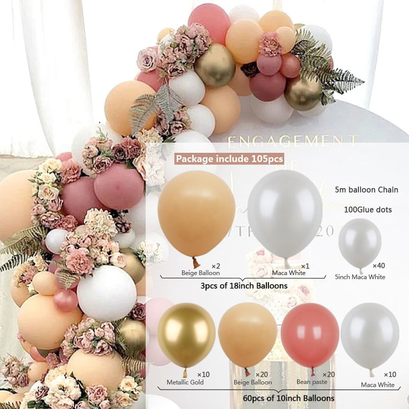 set White Gold Balloons Garland Arch Kit Dot Chrome Metallic Latex Ballon Wedding Birthday Party Decor Baby Shower Globos Inflatable Decorations