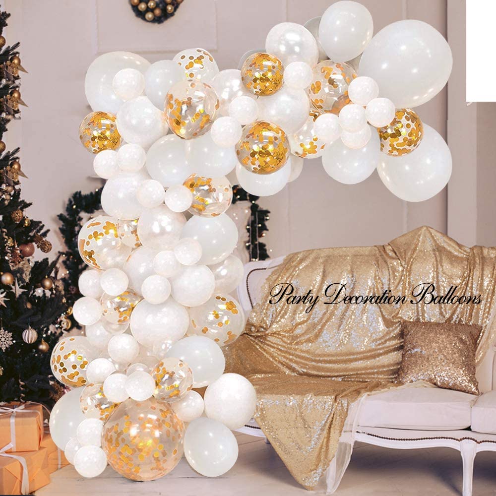 Pcs Party Balloons Garland Arch Kit Wedding Decorations Girl White Gold Latex Reusable Supplies 