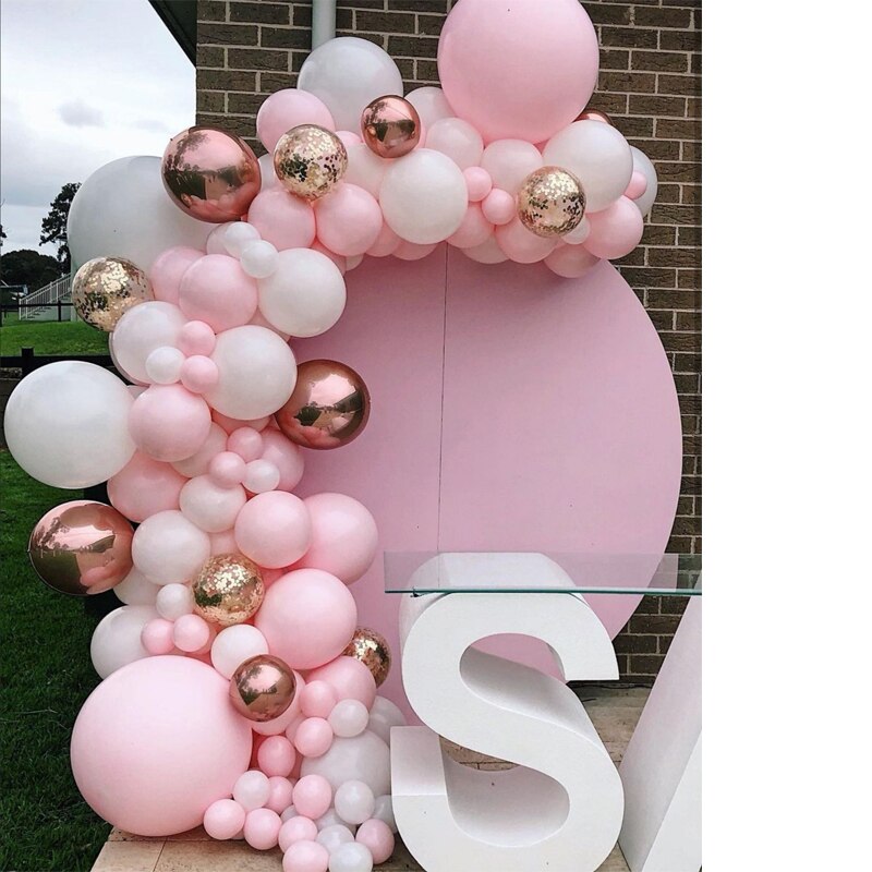 Rose Gold Confetti Chorme Metallic Balloon Arch Garland Pink Red Latex Globos Wedding Birthday Party Decorations toy Inflatable