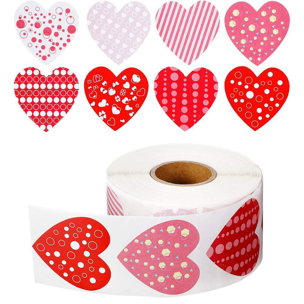 CM Pcs Heart Shaped Valentines Day Stickers Grid Pattern Packing Wedding Party Decorations Handmade Cookies Bags 