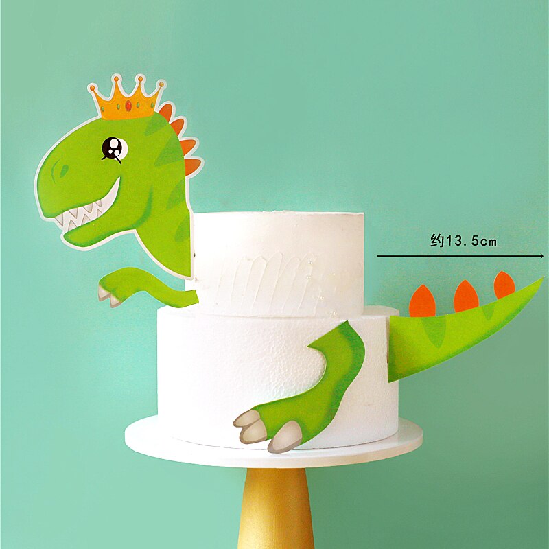 Cartoon Baby Dinosaur Cake Topper Jungle Safari Birthday Party Decor Boy Animals Jurassic World 