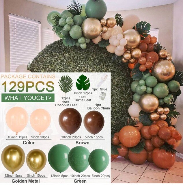 Green Macaron Metal Balloon Garland Arch Kit Wedding Birthday Party Decorations Confetti Latex Balloons Kids Baby Shower Inflatable