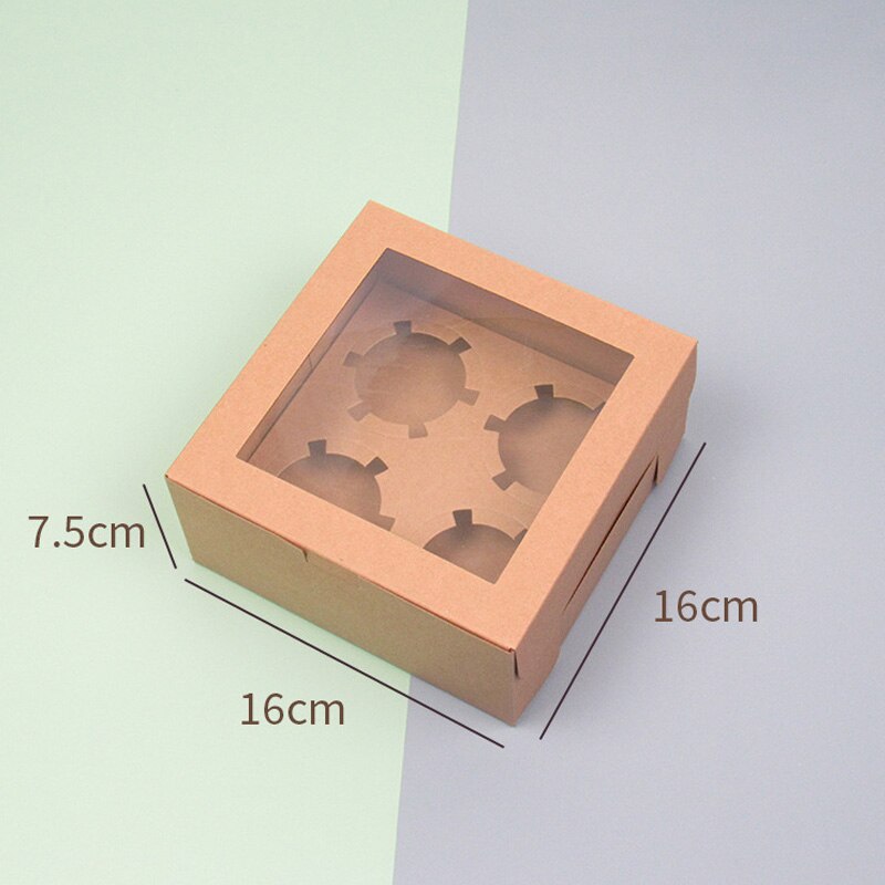 pcs Mini Cake Gift Boxes Kraft Paper Cupcake Egg Tart Packaging Box Wedding Birthday Christmas Dessert Package w/ Window 