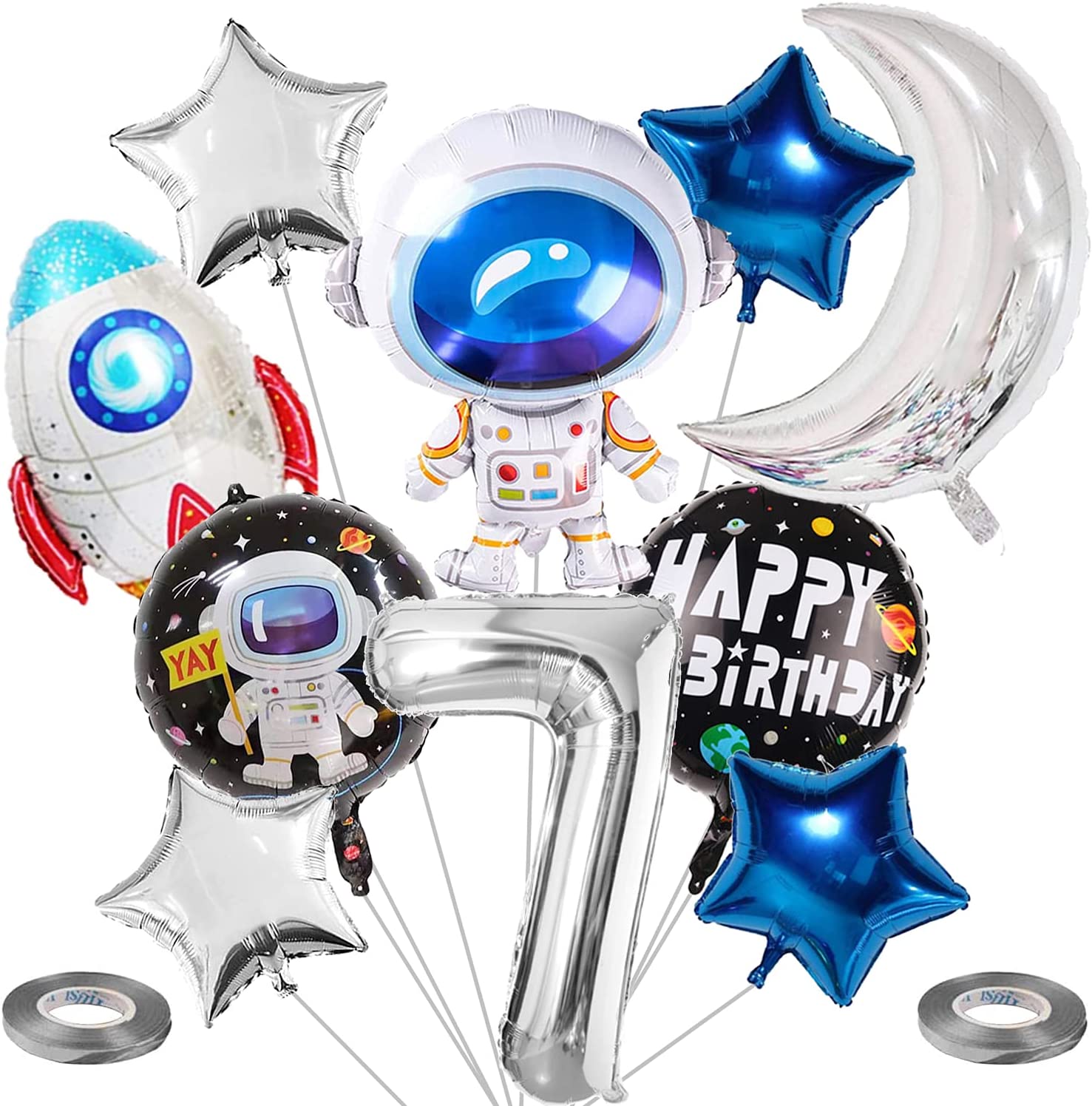 Outer Space Balloon Garland Kit Party Decorations Rocket Balloons Star Number Themed Birthday Supplies Inflatable