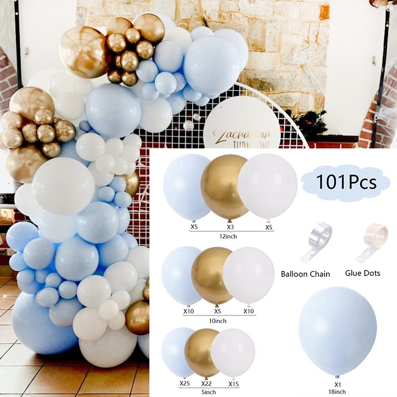 Pcs Macaron Balloons Arch Set Blue White Golden Balloon Garland Birthday Party Baby Baptism Shower Decoration Inflatable Decorations