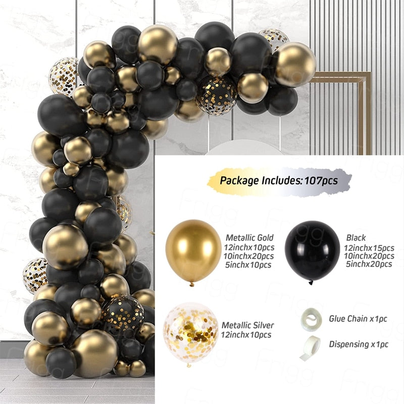 Birthday Black Gold Balloon Garland Arch Kit Happy 30 40 50 Birthday Party Decoration Adults Baby Shower Balloon Supplies PartyDecorHQ