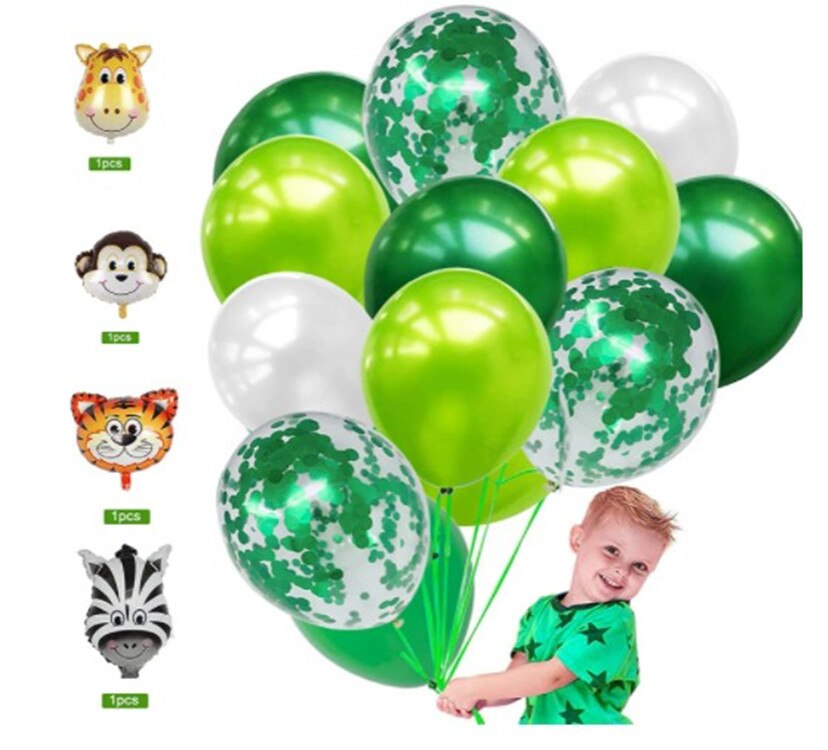 Birthday Balloon Kit Green Foil Number 1-9 Years Old Digital Animal Head Balloon for Kids Boy Girl 1st Birthday Decoration PartyDecorHQ