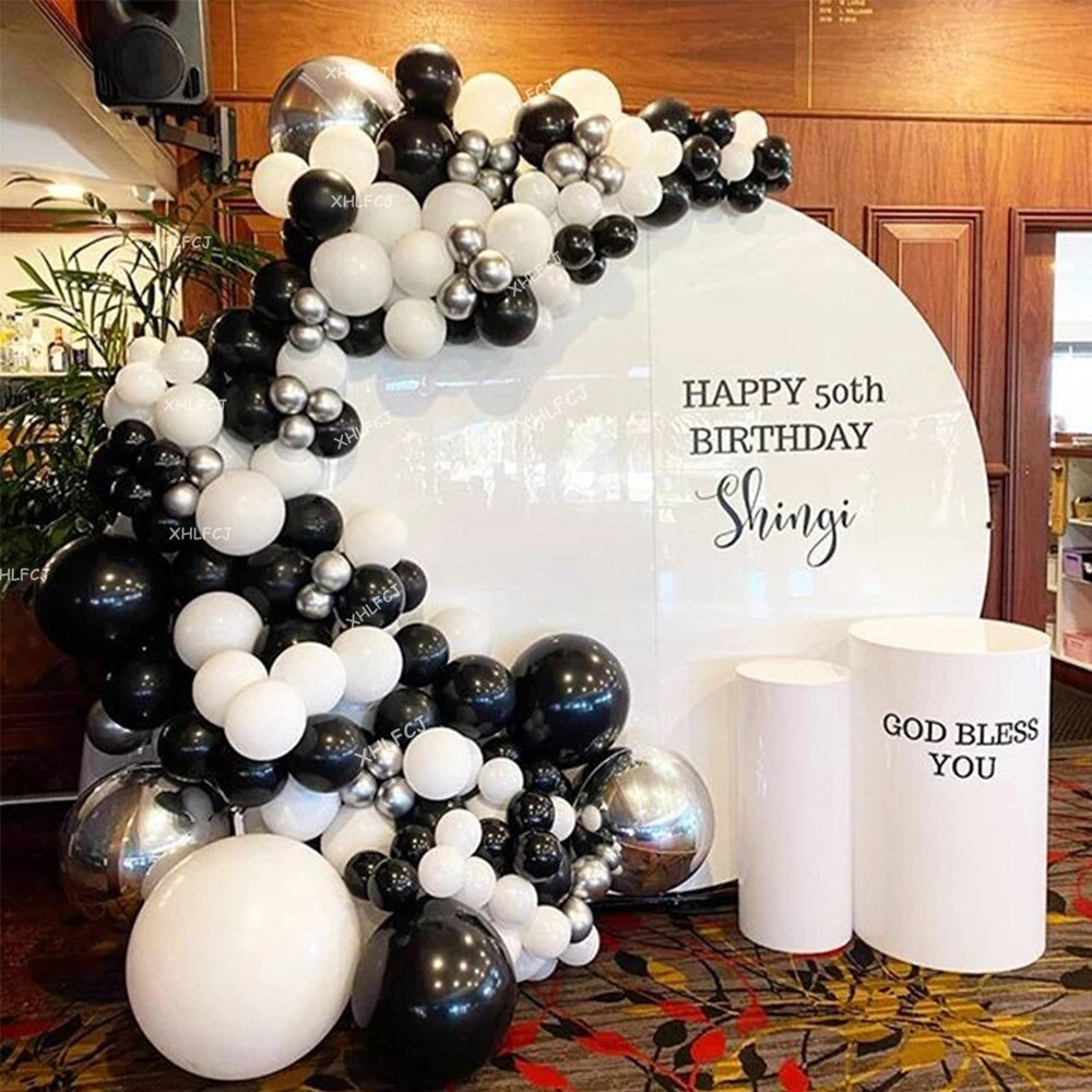 Black Gold White Balloon Garland Arch Balls Confetti Chrome Latex Birthday Party Decorations Adult Backdrop Supplies Ballon Inflatable