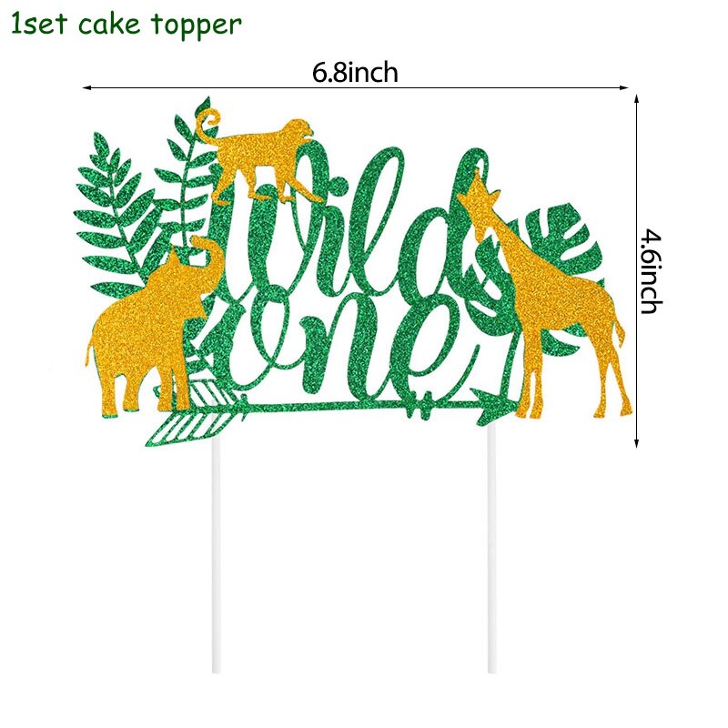 Jungle Animal Disposable Tableware Set Wild One Paper Plate Cup Napkin Green Forest Safari Theme Kids Birthday Party Decorations 