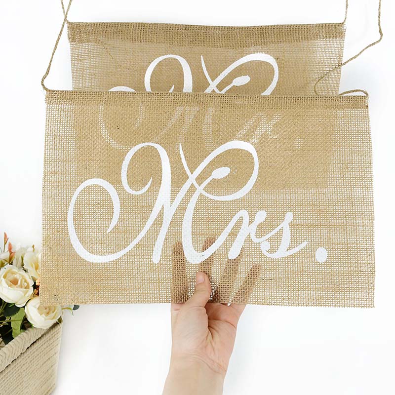 Pcs/set Mr Mrs Burlap Chair Banner Set Sign Garland Rustic Groom Bride Photo Props Wedding Party Decoration Inflatable Decorations