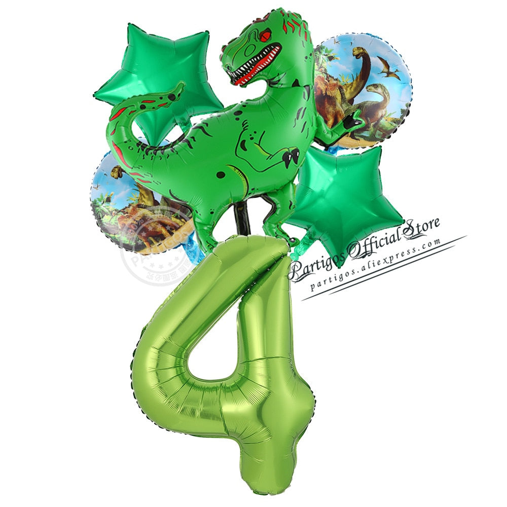 set Dinosaur Foil Balloons inch foil Number Globos Party Jungle Jurassic dragon boys Birthday Decors 