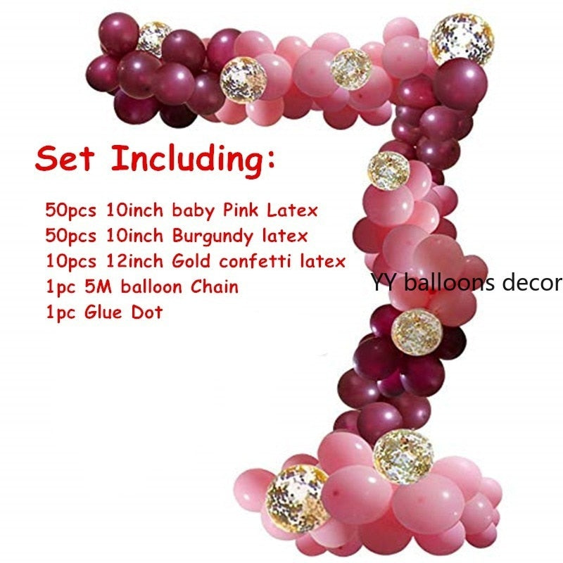 pcs Balloons Garland Arch Pink Gold Confetti Ballons Golden Party Baby Shower Burgundy Wedding Decorations Inflatable