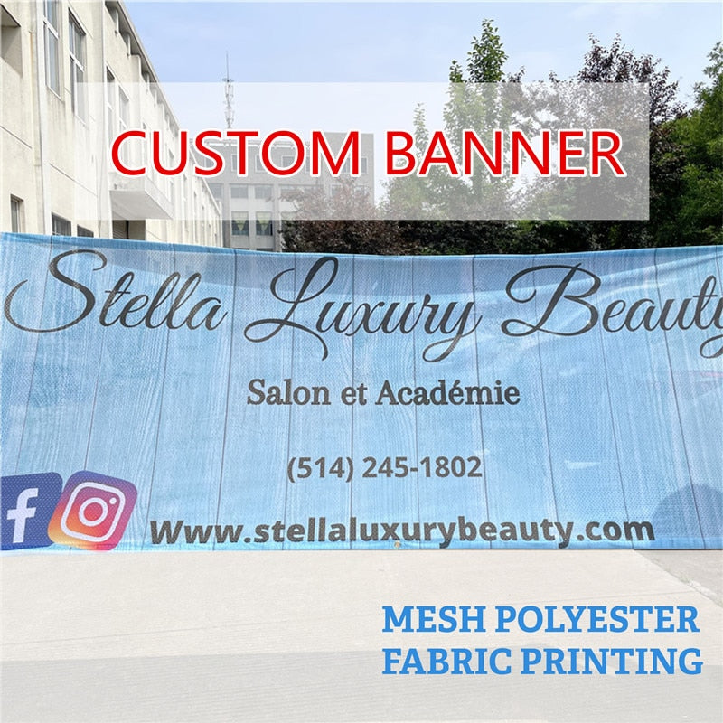 Cheap flag graphic custom fabric banners digital printing mesh banner outdoor advertising flags happy birthday party decoration PartyDecorHQ