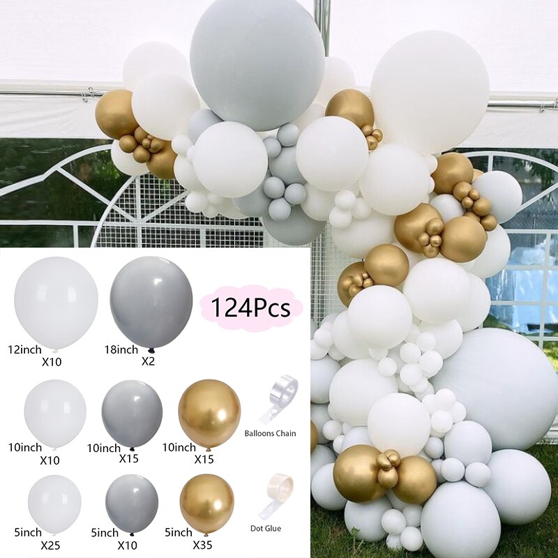 Balloon Arch Set Pink Blue White Confetti Garland Wedding Baby Baptism Shower Birthday Party Balloons Decoration Inflatable Decorations