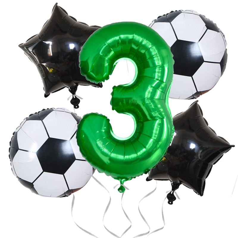 Football Balloons Birthday Party Decorations Foil Globos Kids Boy Cup Number Balloon Ball Soccer Sports Supplies 