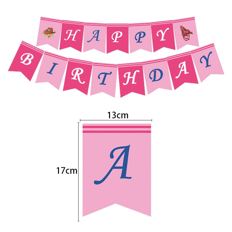 Pink Horse Themed Birthday Party Decorations Balloons Set Girls st nd rd Banner Pony Shape Cake Topper 