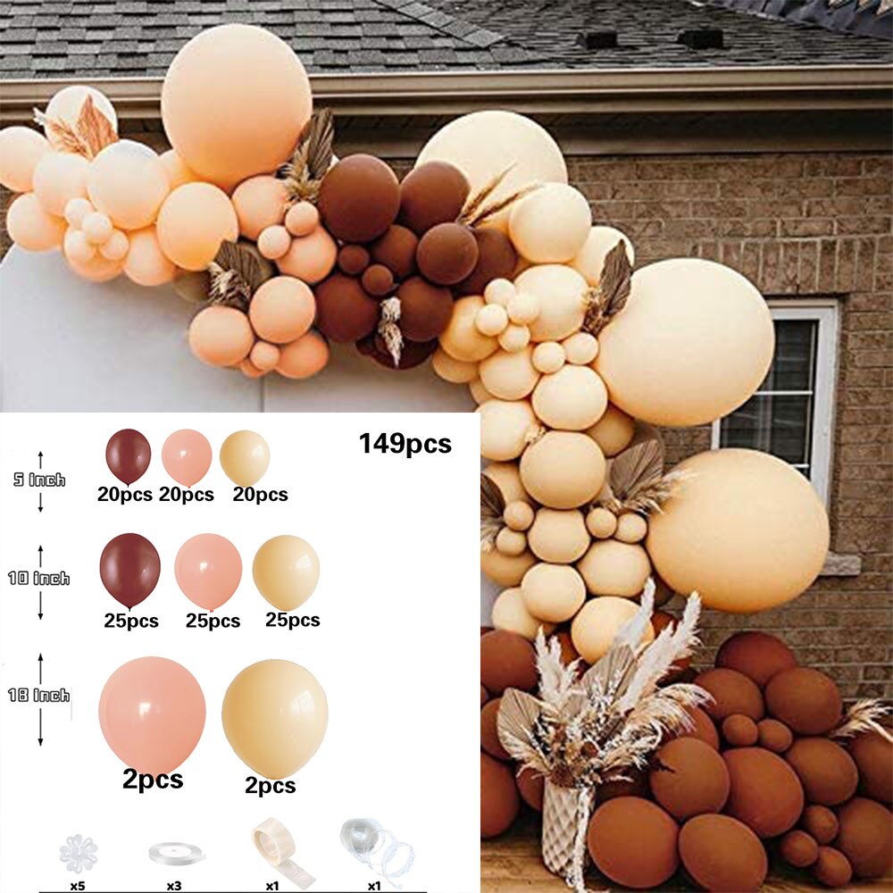 149PCS Brown Balloons Garland with Coffee Brown Blush Balloons Wedding Birthday Baby Shower Party Valentine's Day Decorations PartyDecorHQ