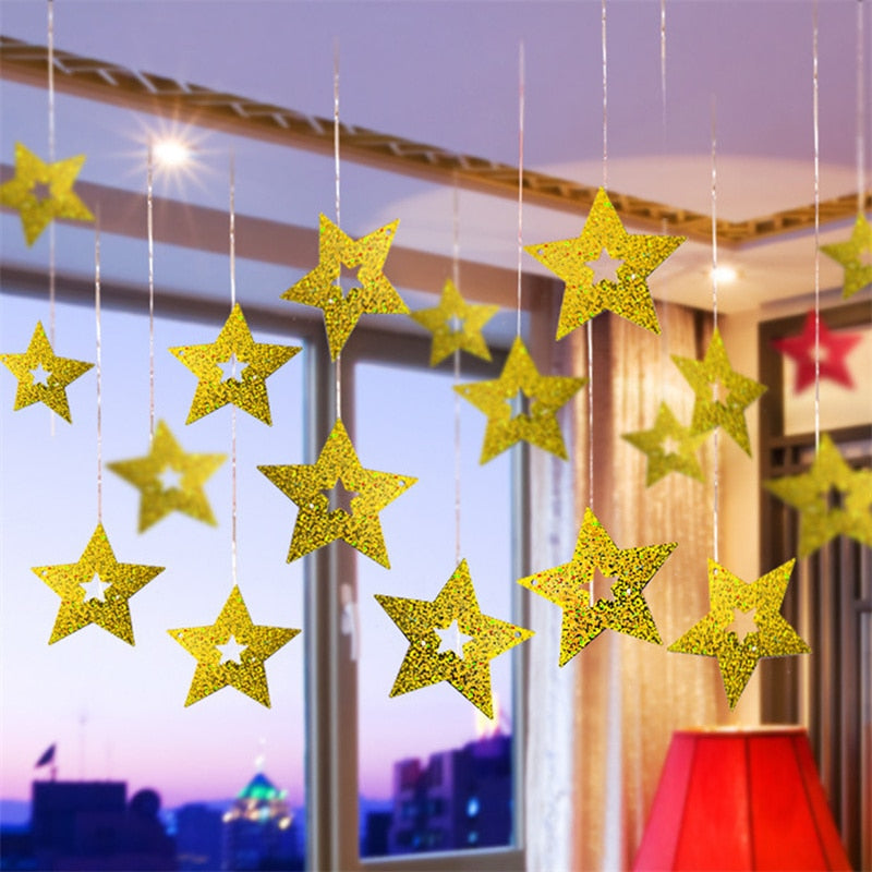 100pcs Red Heart Star Laser Ceiling Sequined Balloons Pendant Valentine Day Decoration Romantic Anniversary Wedding Supplies PartyDecorHQ