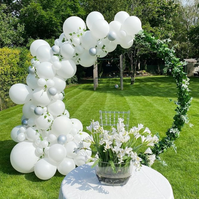 Balloons Arch Set White And Gray Balloon Garland Baby Baptism Shower Wedding Adult Children Birthday Party Balloon Decoration PartyDecorHQ