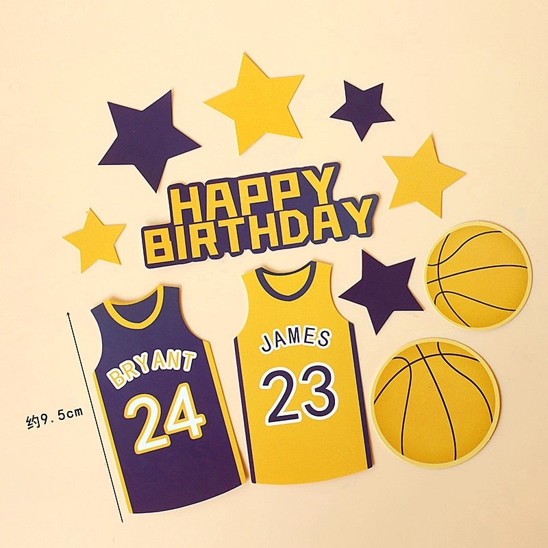 1Set/lot Basketball Theme Party Happy Birthday Banner Cake Topper Kids Boy Birthday Party Basketball Cake Decorations Supplies PartyDecorHQ