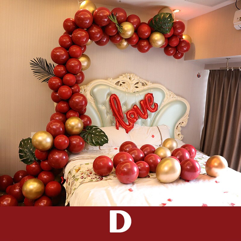 Red Balloon Set Decoration Anniversary Engagement Weeding Party Heart Love Theme Latex Valentine's Day 